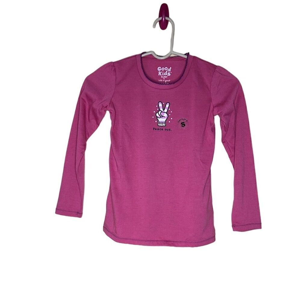 Life is Good Girls Peace Pajama Top Long Sleeve Tee Size 5-6 Cotton